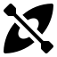 Black silhouette of a leaf and pencil crossing diagonally.