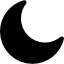 Black crescent moon icon on a white background.